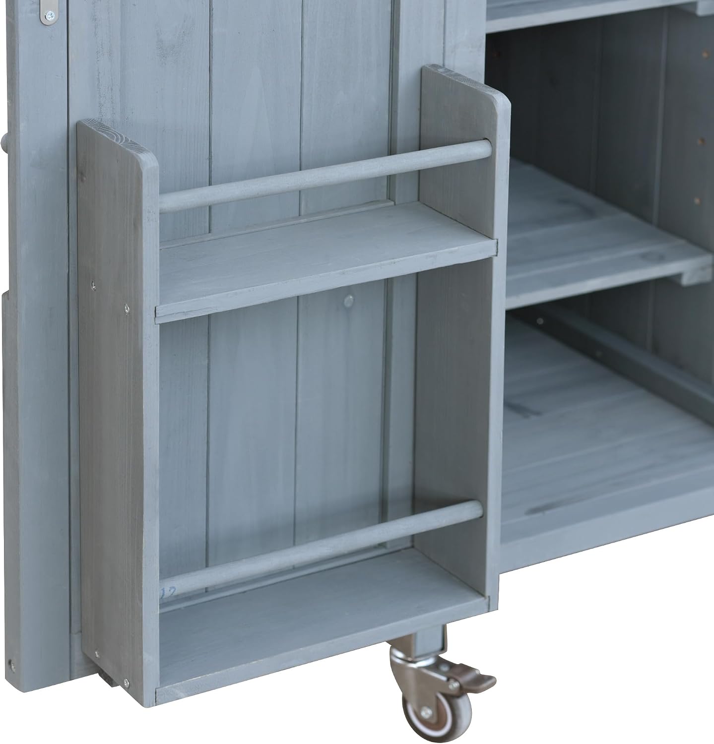 LUMISOL Outdoor Grill Cart with Stainless Steel Top, Kitchen Island with Storage Cabinet & Internal Storage Rack, Outdoor Bar Cart with Spice & Towel Rack, Grey Blue