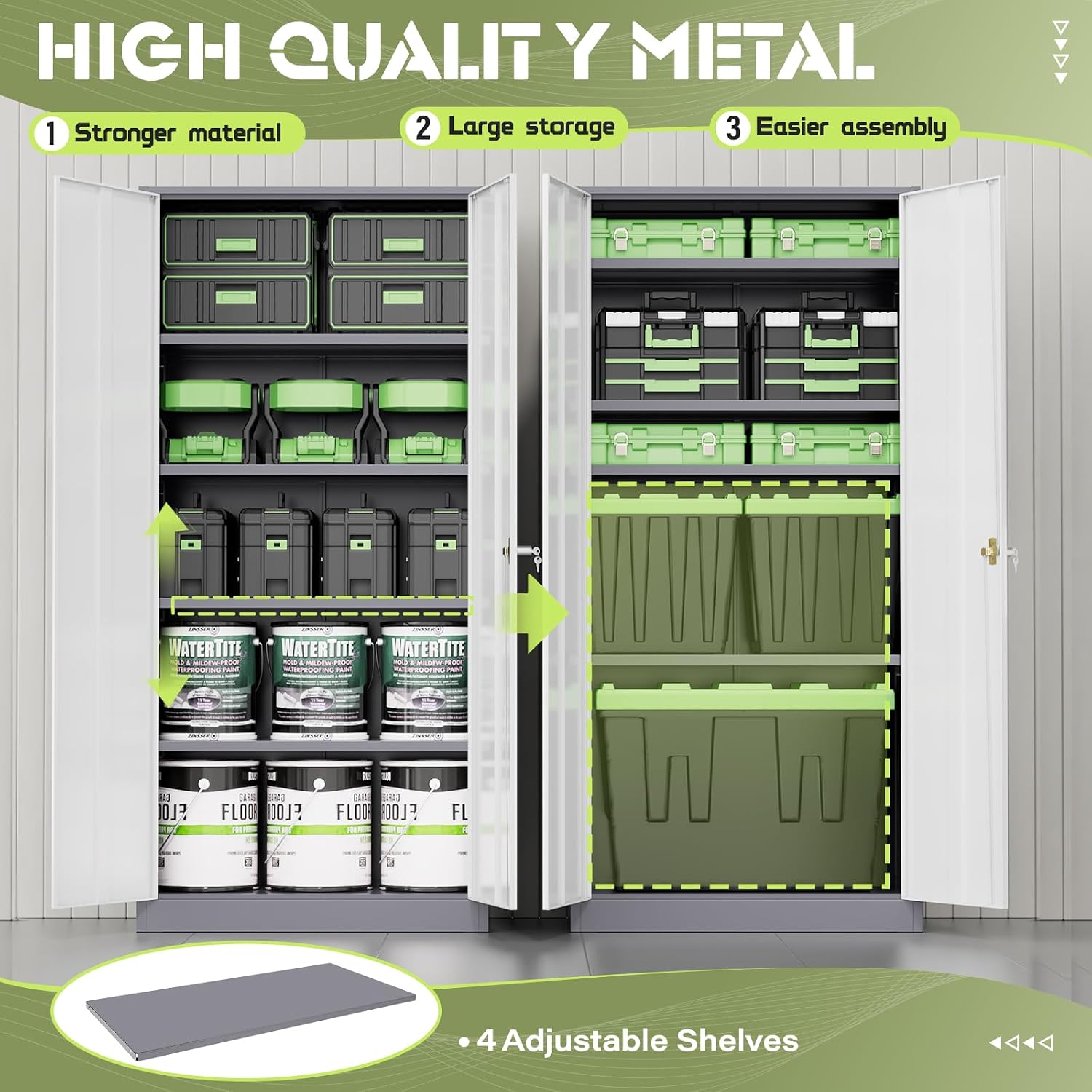 Incbruce Patio Metal Storage Cabinets, 72' H x16 D Outdoor Tool Shed with Doors and Adjustable Shelves for Home, Patio, Office (Grey White)