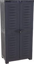 Sunnydaze 48' H Resin Garage Storage Cabinet - Garage Cabinet - Freestanding Utility Storage for Laundry Room, Office, Basement - Charcoal