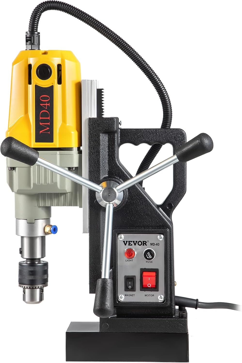 VEVOR Magnetic Drill, 1100W 1.57' Boring Diameter, 2697lbf/12000N Portable Electric Mag Drill Press with 12 Drilling Bits, 580 RPM Max Speed Drilling Machine for any Surface and Home Improvement