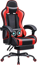 JUMMICO Gaming Chair Ergonomic Computer Chair with Footrest and Massage Lumbar Support, Height Adjustable Video Gaming Chair with 360° Swivel Seat and Headrest (Red)