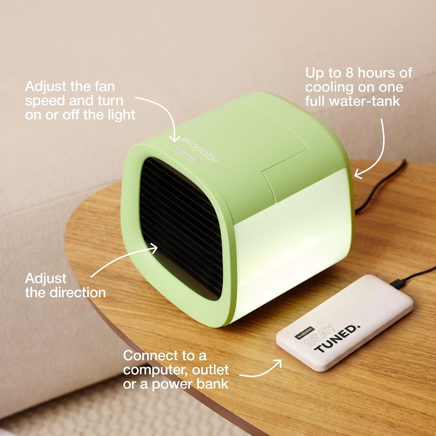 Evapolar Portable Air Conditioners - Small Personal AC Unit - Evaporative Air Cooler for Desk & Camping - Swamp Cooler - Evachill, Green