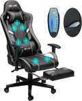 Douxlife 7-Point Massage Gaming Chair with Footrest, 400lbs Heavy Duty Ergonomic Computer Chair, 175° Reclining High Back Racing Seat for Adults with Adjustable Armrests & Lumbar Support, Grey