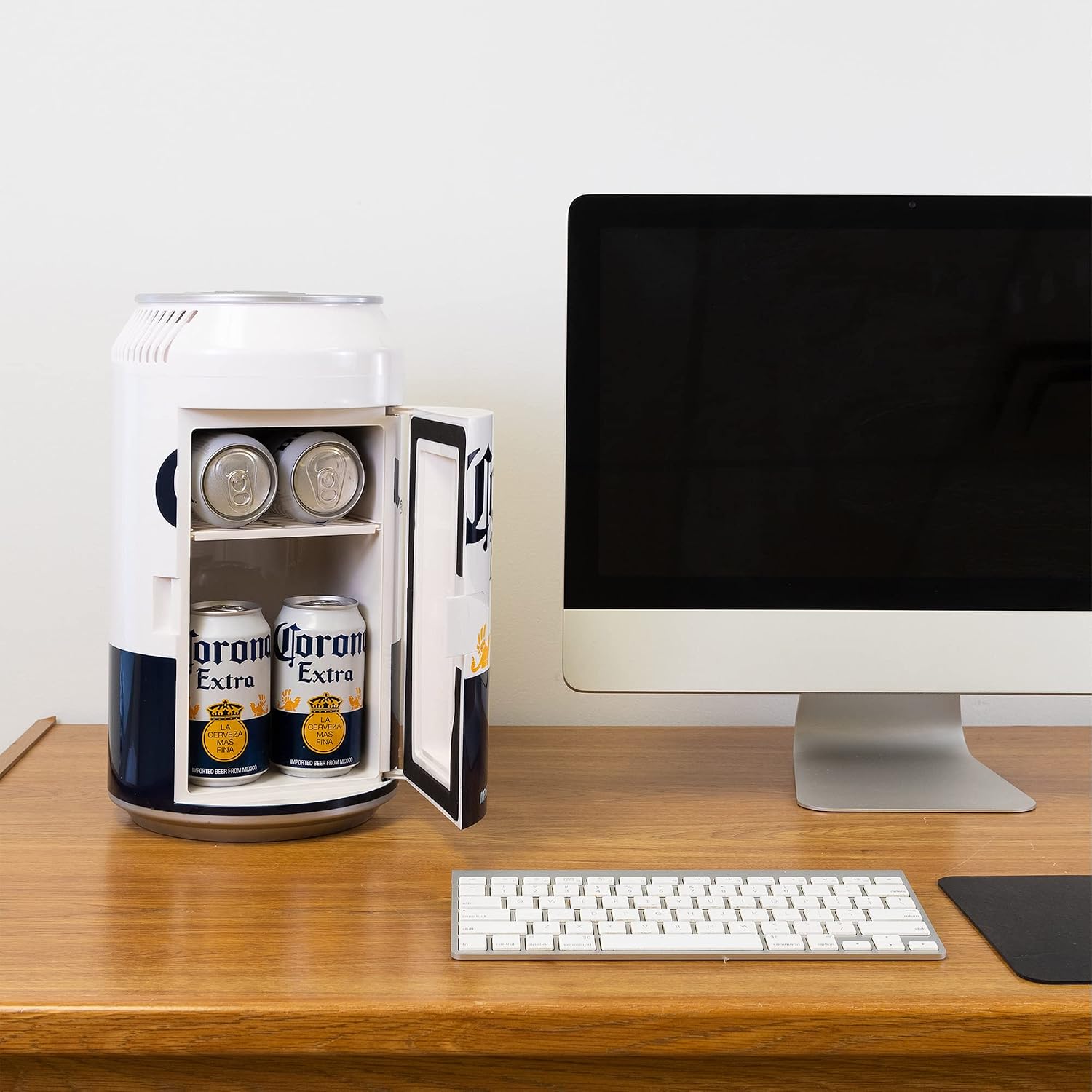 Koolatron Corona Mini Fridge - Refrigerator for Bedroom Office, Portable Table Top Beverage Cooler, 12V 110V Refrigerador For Drinks, Soda, Wines, Use In Car, Dorm, Outdoor, Patio, 8 Can