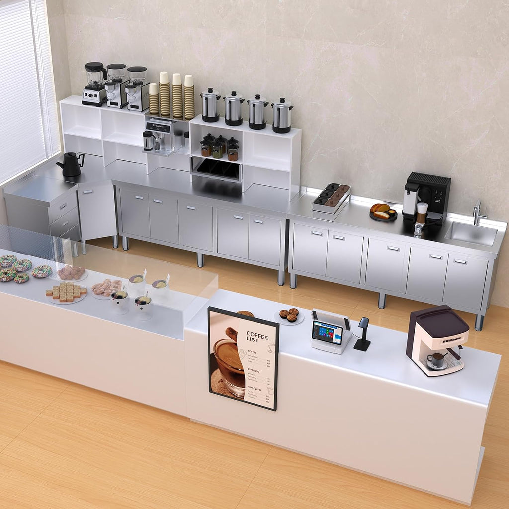 WWK Outdoor Kitchen Drawer, Stainless Steel Kitchen Cabinet with Drawers, Triple Access BBQ Drawers for Outdoor, Commercial Restaurant, Garage, 20.87' D x 19.68' W x 35.43' H