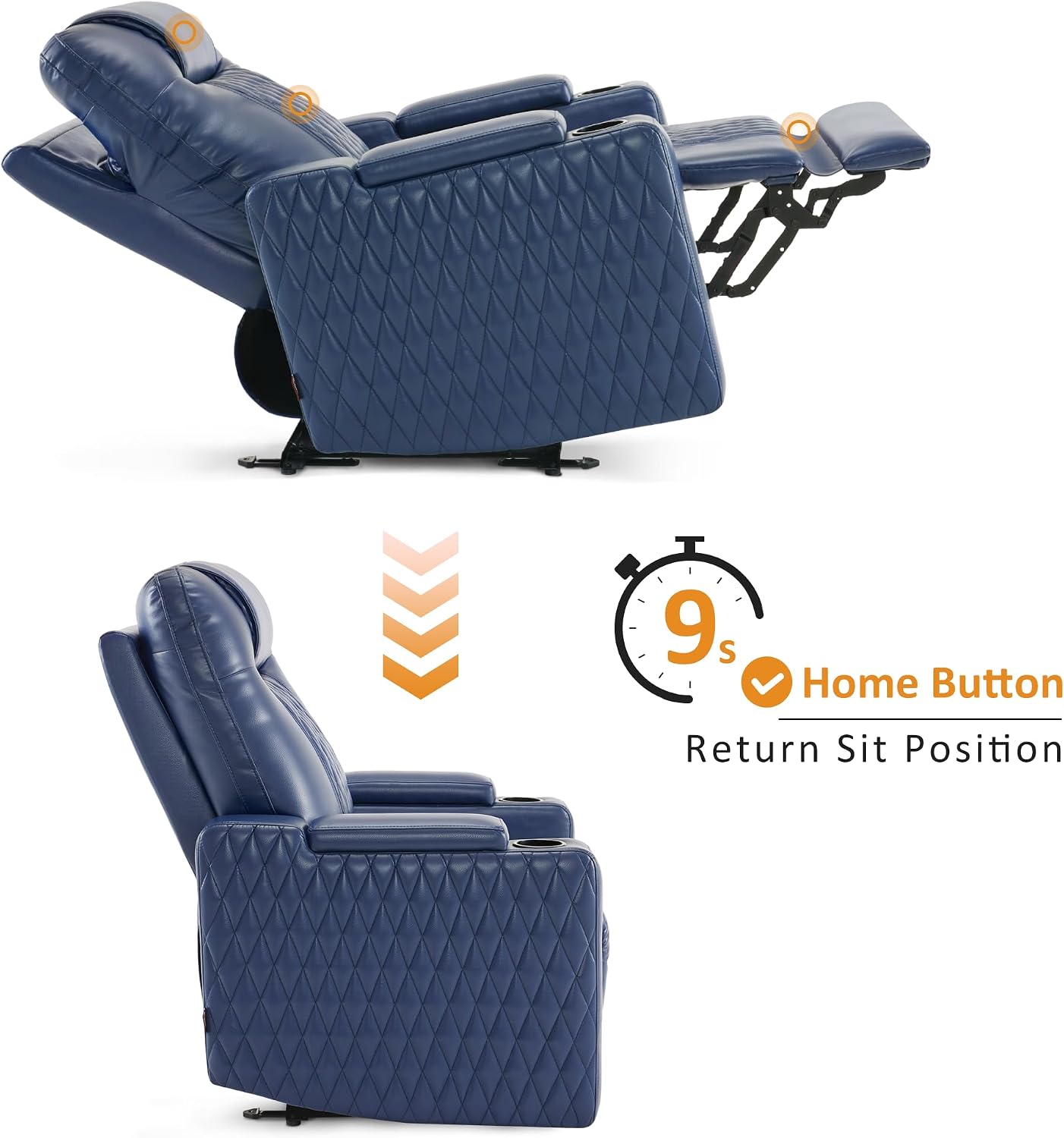 MCombo Oversized Power Recliner Chair with Adjustable Headrest & LED Light for Adults, Zero Gravity Recliner with USB & Type C Ports, Cup Holders for Living Room & Home Theater, Faux Leather HTS401