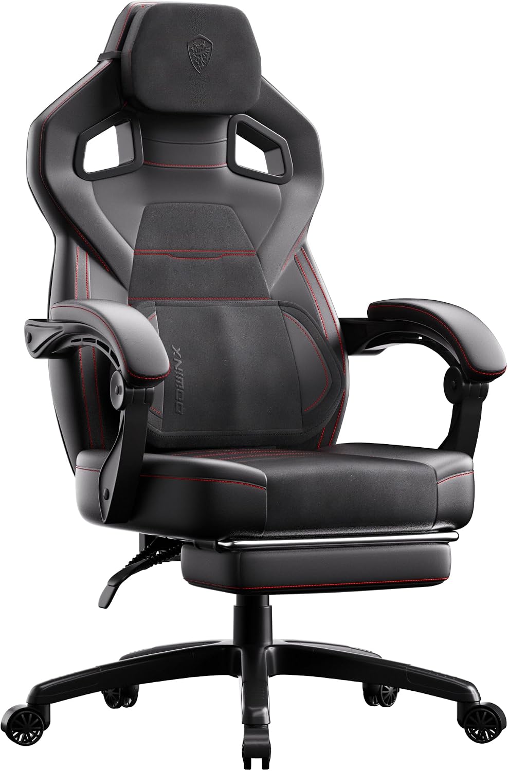Dowinx Gaming Chair Big and Tall, PU Leather Ergonomic Gaming Chairs with Footrest,Wide Back Gamer Chair for Heavy People, Black