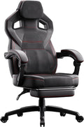 Dowinx Gaming Chair Big and Tall, PU Leather Ergonomic Gaming Chairs with Footrest,Wide Back Gamer Chair for Heavy People, Black