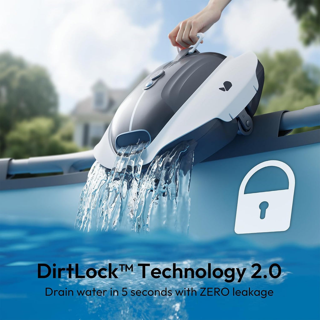 Bubot 300P Pool Vacuum, Cordless Robotic Pool Cleaner, Superior Suction, Smart Senor, DirtLock 2.0, 90-Min Runtime for Above-Ground Flat Pools up to 850 Sq.Ft.
