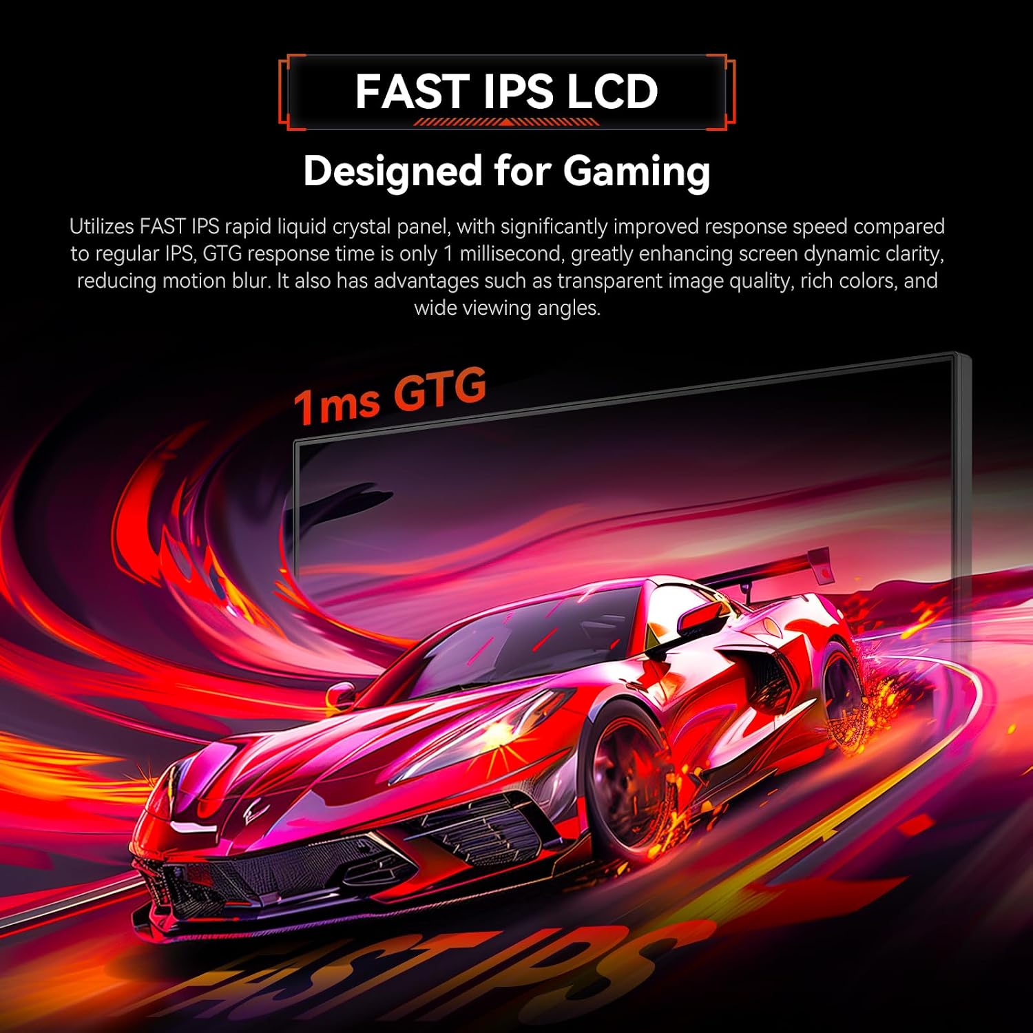 TITAN ARMY 24.5 Inch QHD 2560 x 1440p 240Hz Fast IPS Gaming Monitor,Adaptive-Sync 1ms 126% sRGB P2510S, Black