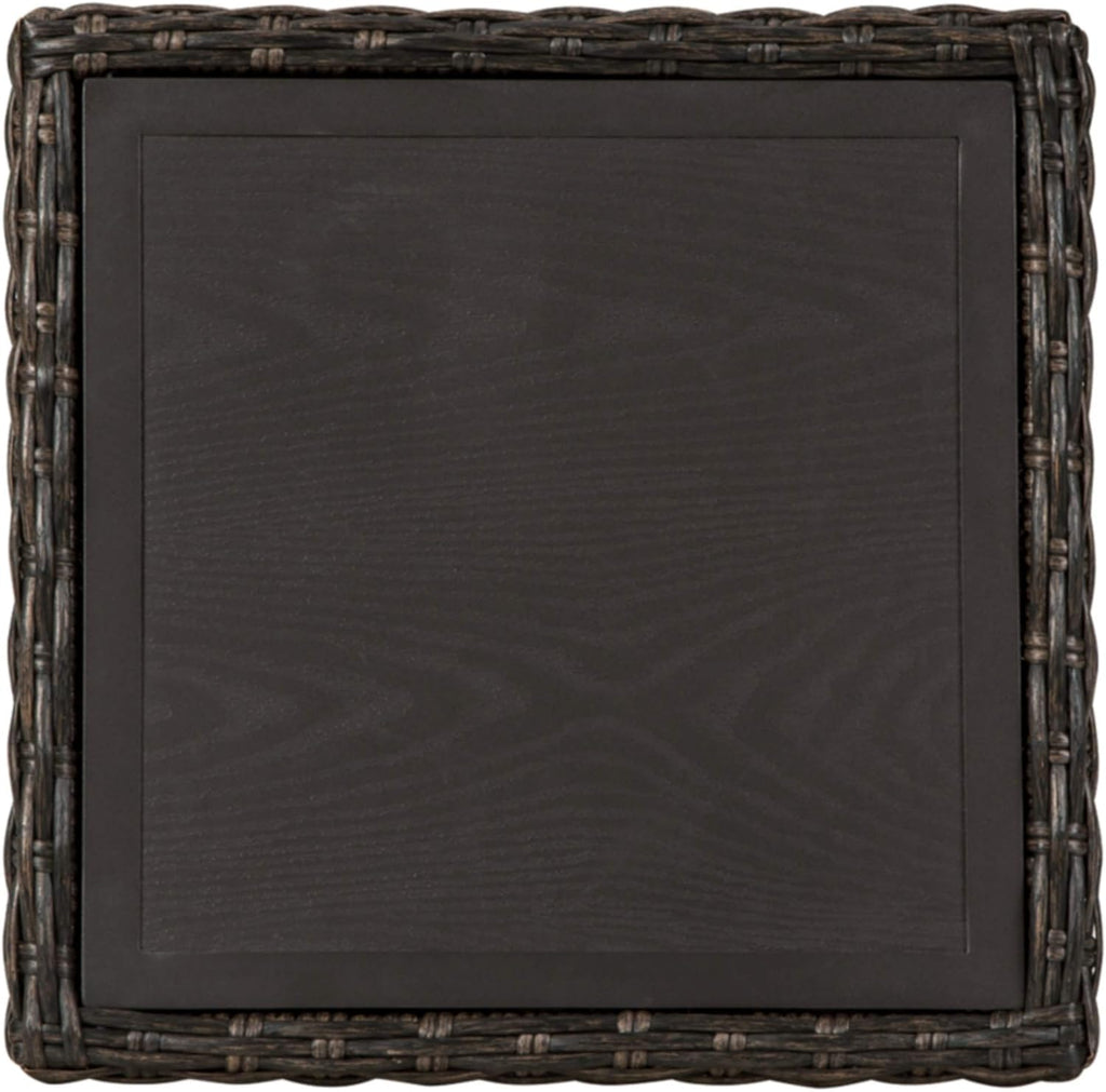 Signature Design by Ashley Grasson Lane Outdoor Rattan Square End Table with Storage, All-Weather Resin Wicker Handwoven Over Durable Aluminum Frame, Aluminum Tabletop and Shelf, 22.25' High, Brown