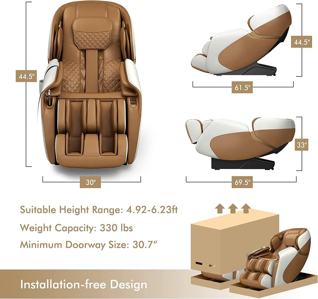 COSTWAY Massage Chair, Full Body Zero Gravity Massage Recliner with 12 Auto Modes, 53-Inch SL Track, 28 Airbags, Thai Stretch, Bluetooth Speaker, Foot Roller, Heat Therapy, Space-Saving, Coffee