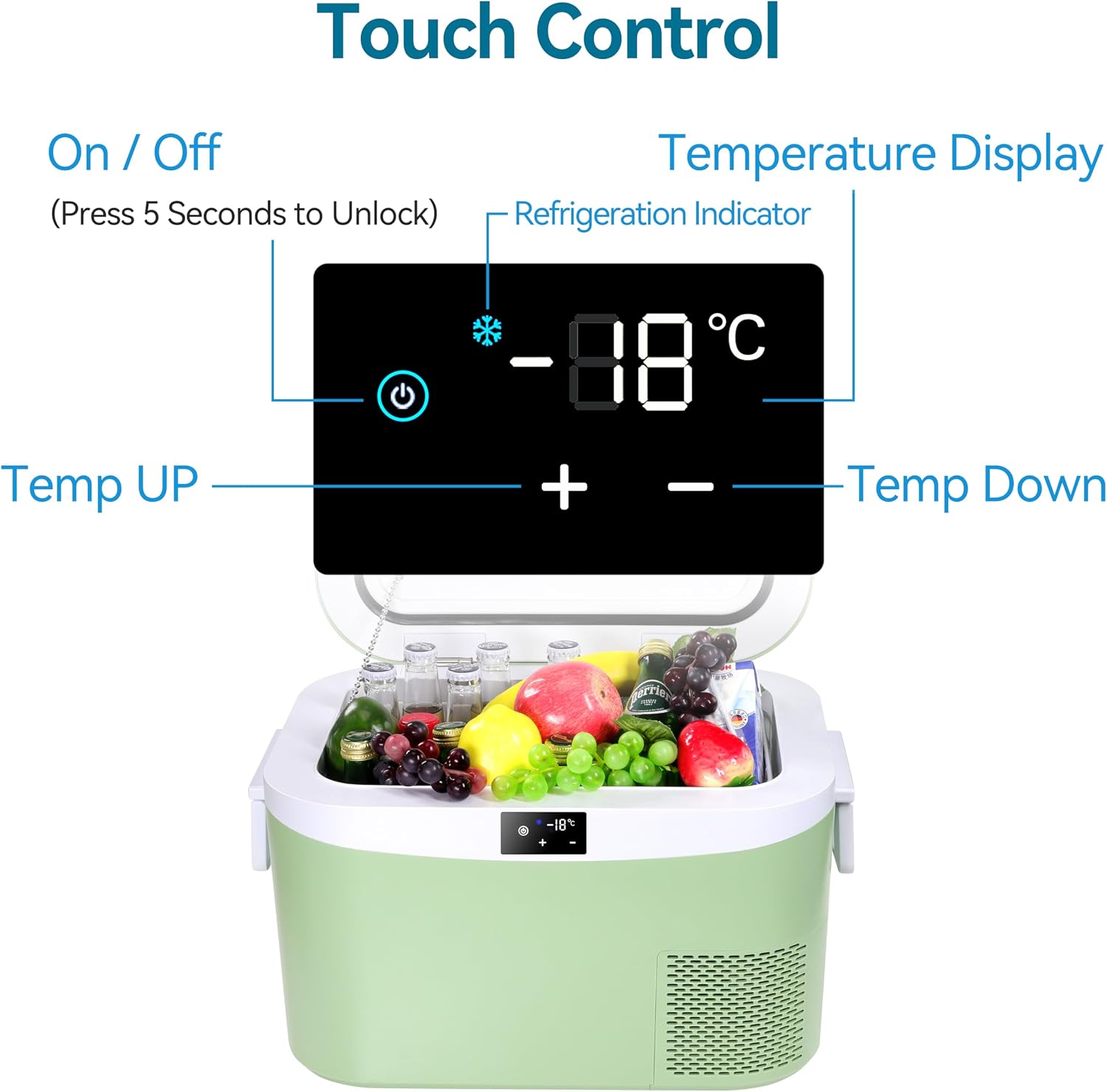 Megiu 12 Volt Refrigerator Portable Car Freezer 13.5 Quart (12.8 Liter) Compressor Cooler 12V/24V DC 110～240 Volt AC for Truck Van RV Camper SUV Boat Travel Camping Road Trips Tailgating -18℃~+15℃