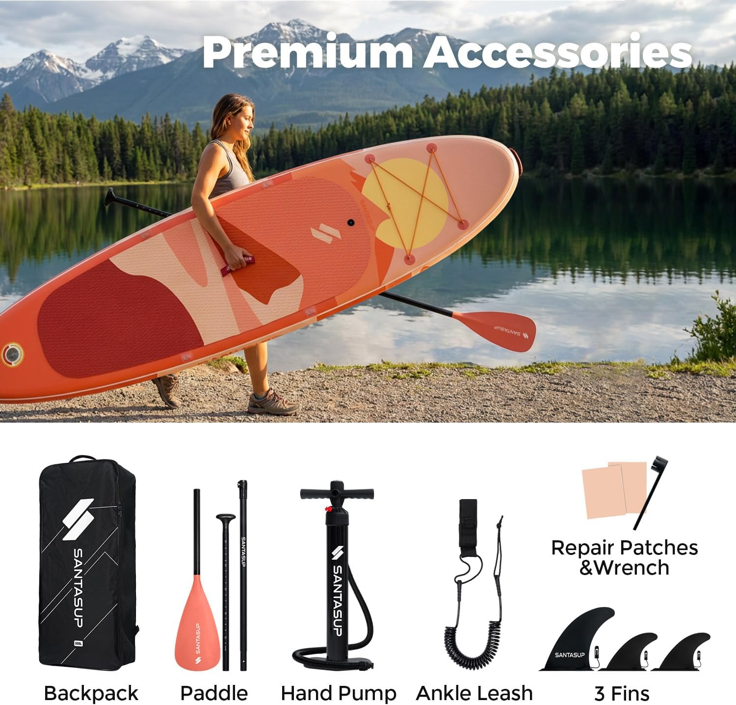 10'6'/11'Wide Inflatable Stand Up Paddle Board for Adults & Youth of All Skill Levels, with Premium SUP Paddleboard Accessories, Anti-Slip EVA Deck
