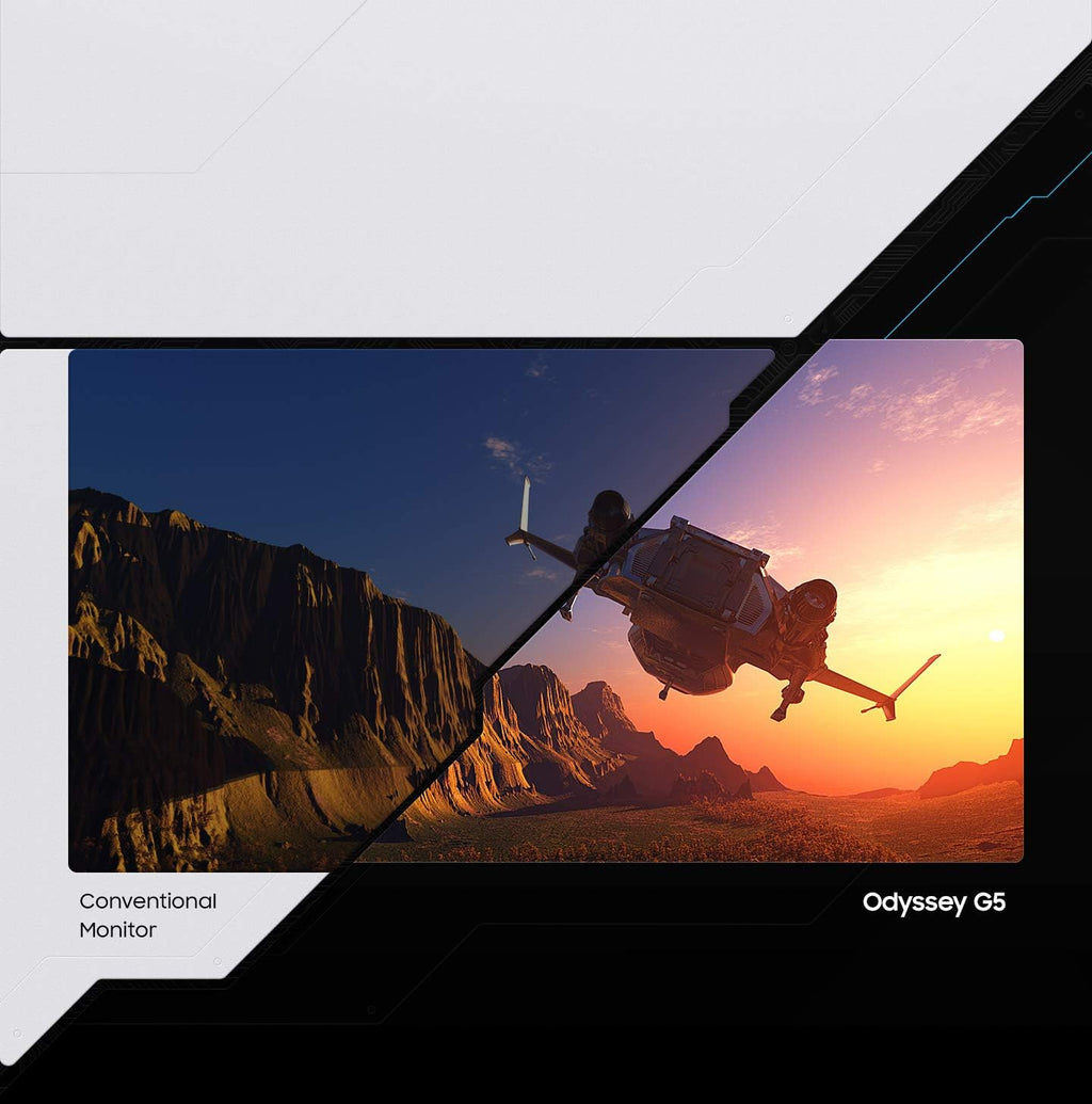 Samsung 32' Odyssey G5 Gaming Monitor, WQHD (2560x1440), 144Hz, Curved, 1ms, HDMI, Display Port, AMD FreeSync Premium, HDR10, LC32G55TQWNXZA, Black