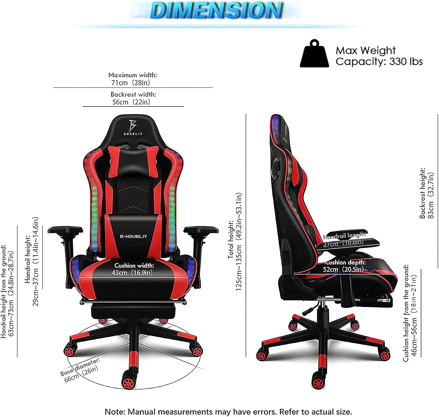 High Back Big and Tall Office Desk Chairs with 7-Point Massage, Ergonomic Gaming Chair with Speakers and RGB Lights, PU Leather Computer Chair Recliner Chair Music Video Game Chair,Black