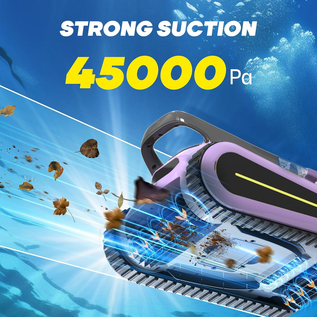 Pool Vacuum for Above Ground Pool for In Ground Pools, 2.5h Runtime, Cordless Robotic Pool Cleaner with 2024 Upgraded Motor, Wall Climbing, Intelligent Route Planning（Purple Black）