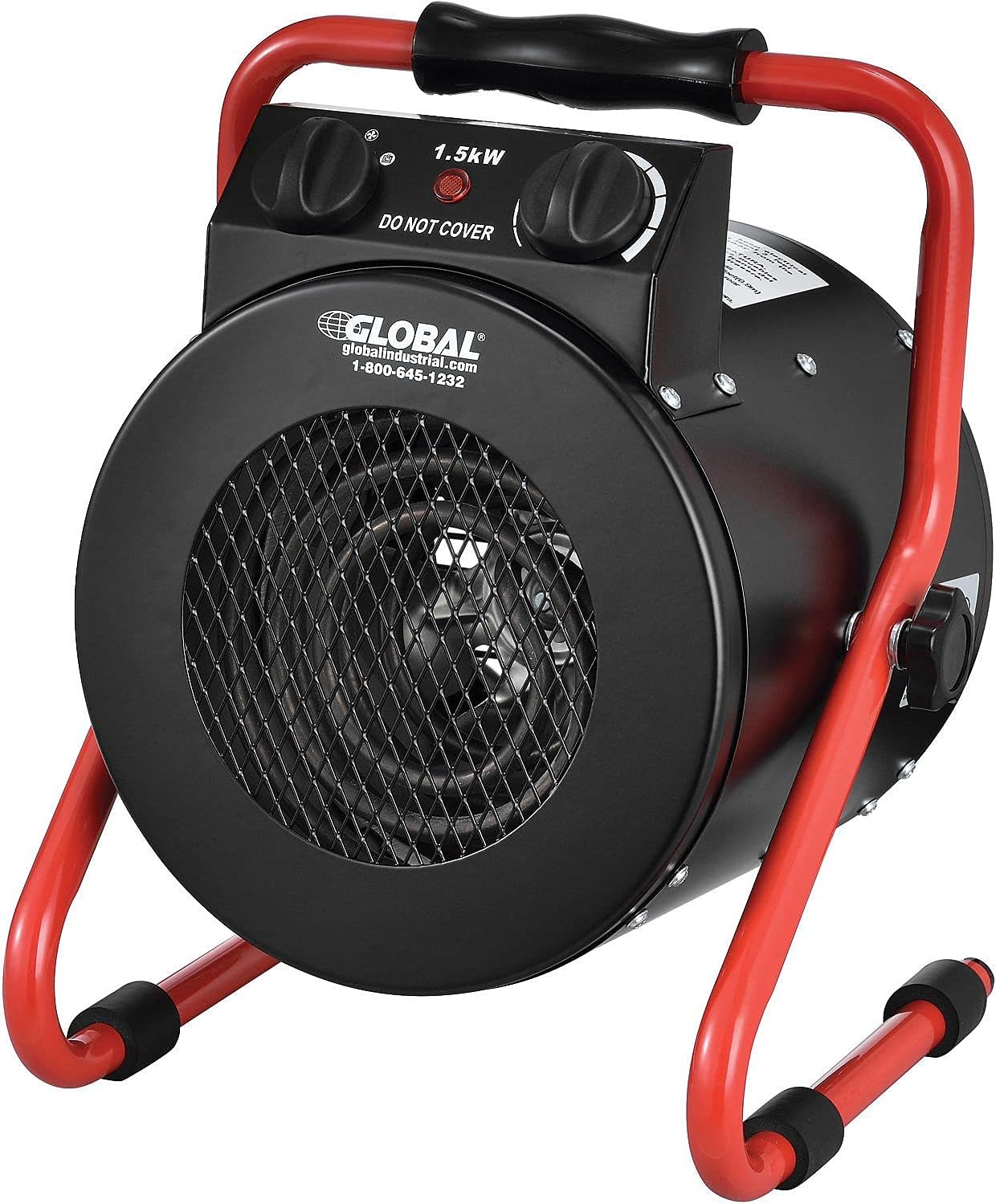 Global Industrial Portable Electric Space Heater With Built-in Thermostat and Ergonomic Handle, 5120 BTUs, 1500 Watt, 120V, For Small Spaces, Garages & More