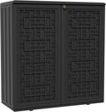 Mrosaa Indoor Outdoor Storage Cabinet Waterproof with Shelf,Plastic Storage Sheds Outdoor Cabinets for Patio/Garden/Backyard, Size 34.3''L*15''W*36.2''H（Black）