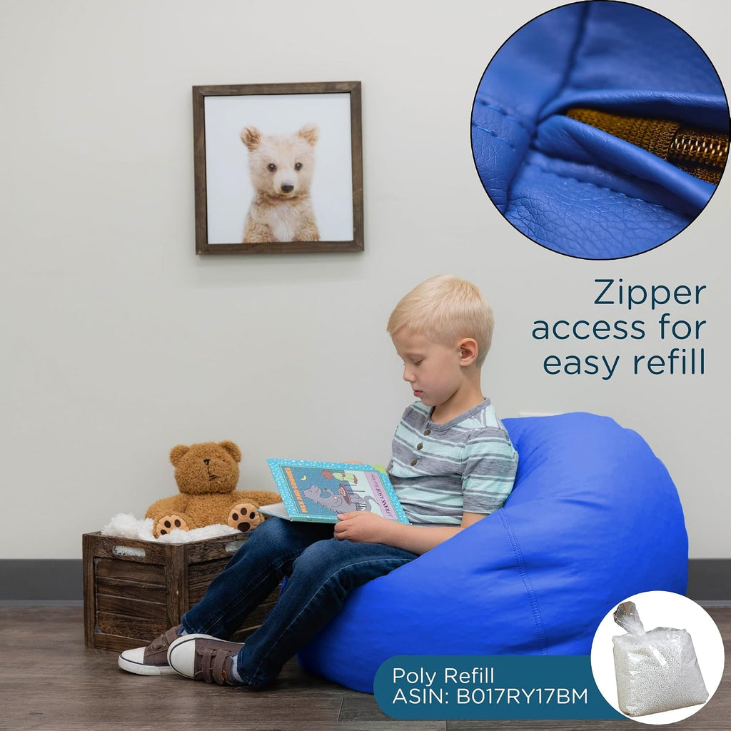 Children's Factory 26' Round Bean Bag, Bean Bag Chair with Water-Resistant Cover for Kids, Flexible Seating for Classroom Elementary, Easy to Clean, Blue