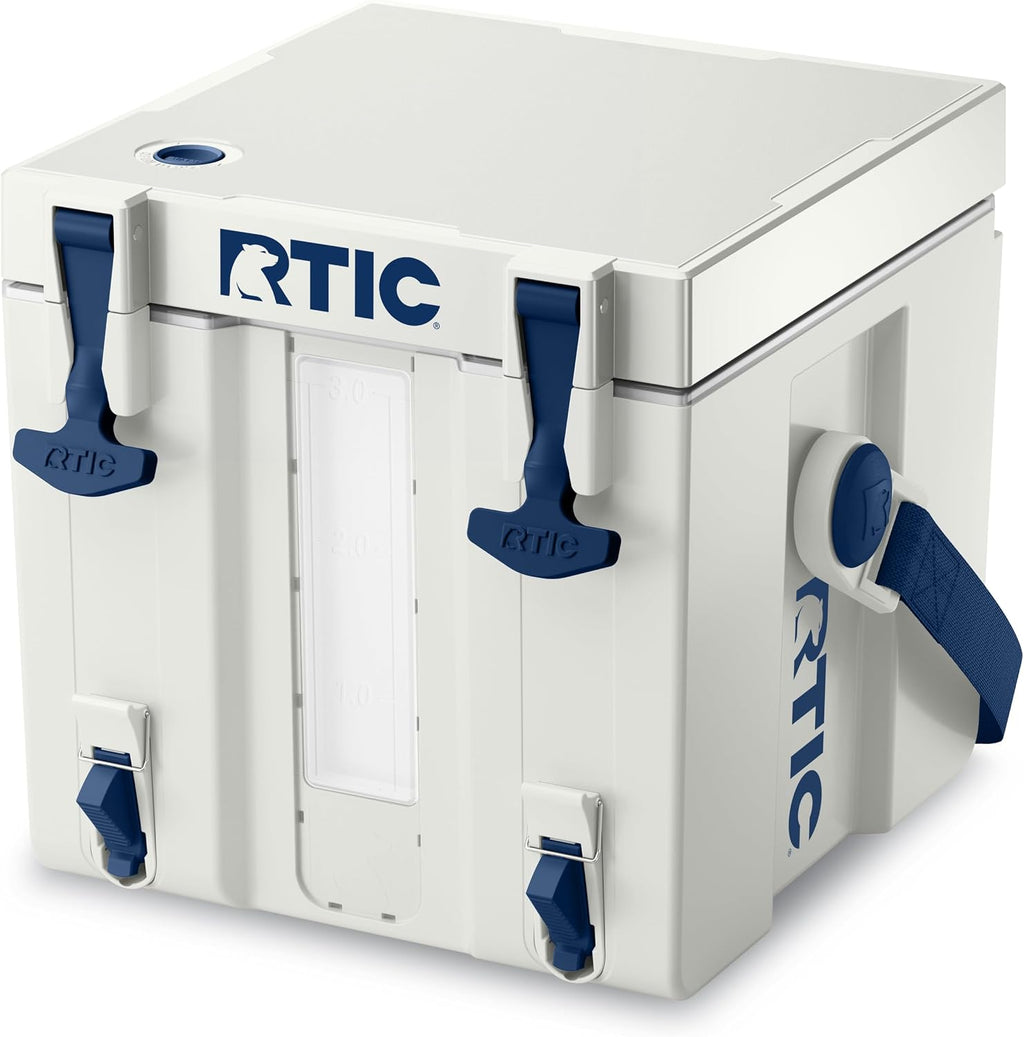 RTIC Halftime Water Cooler 3 Gallon Portable Carrier Container, Drink Beverage Dispenser, Stackable with 2 Taps, Bottleless, BPA-Free, for Sports, Camping, BBQ, Parties, Picnic, Cool Grey & Navy