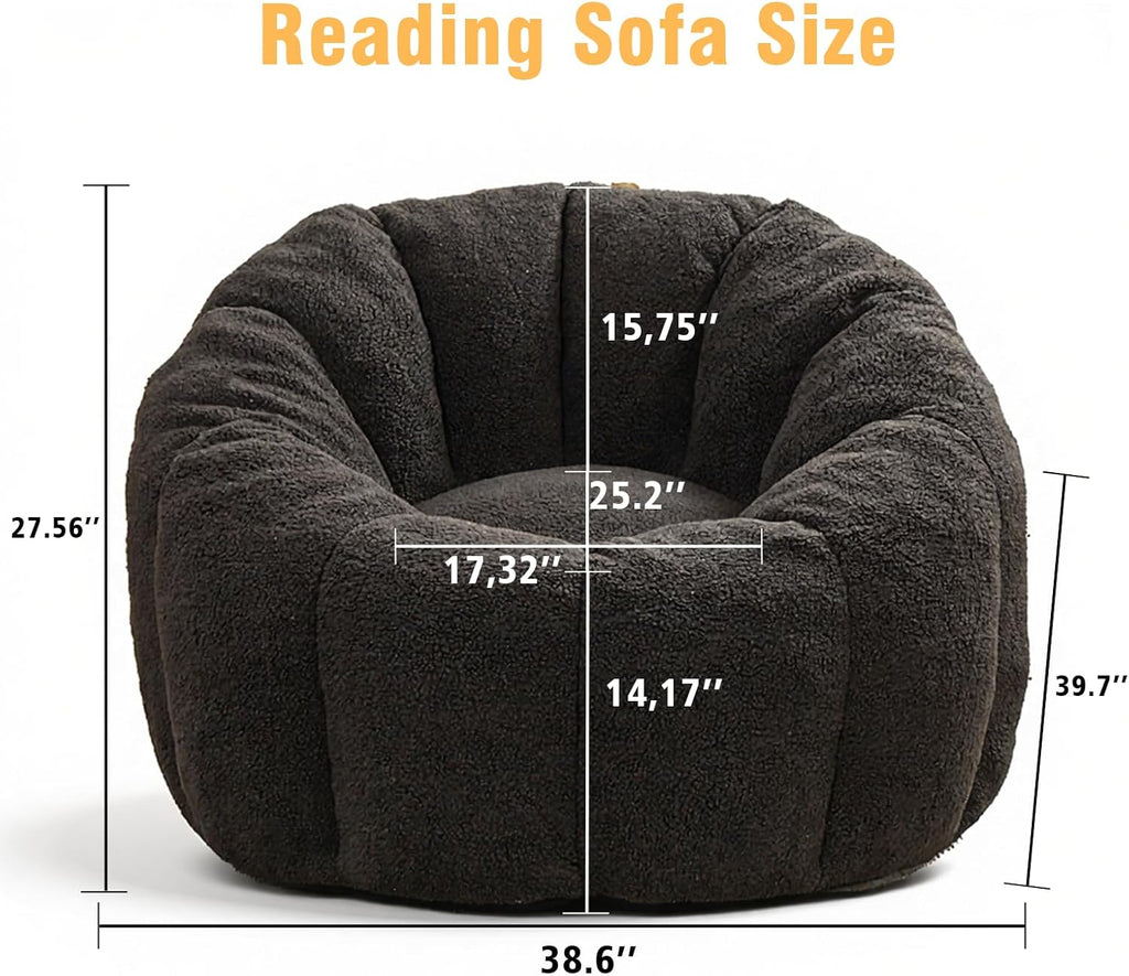 Bean Bag Chair Gaming Sofa for Adults & Kids, Big Beanbag Chairs Reading Couch with Ergonomic Armrests, Oversized Memory Foam Lounge Chair for Living Room/Bedroom, Dark Gray