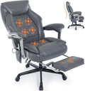 Massage Office Chair with Heat & Footrest, Ergonomic Reclining Executive Desk Chairs with 6-Point Vibration, PU Leather Computer Chair for Home Office or Gaming