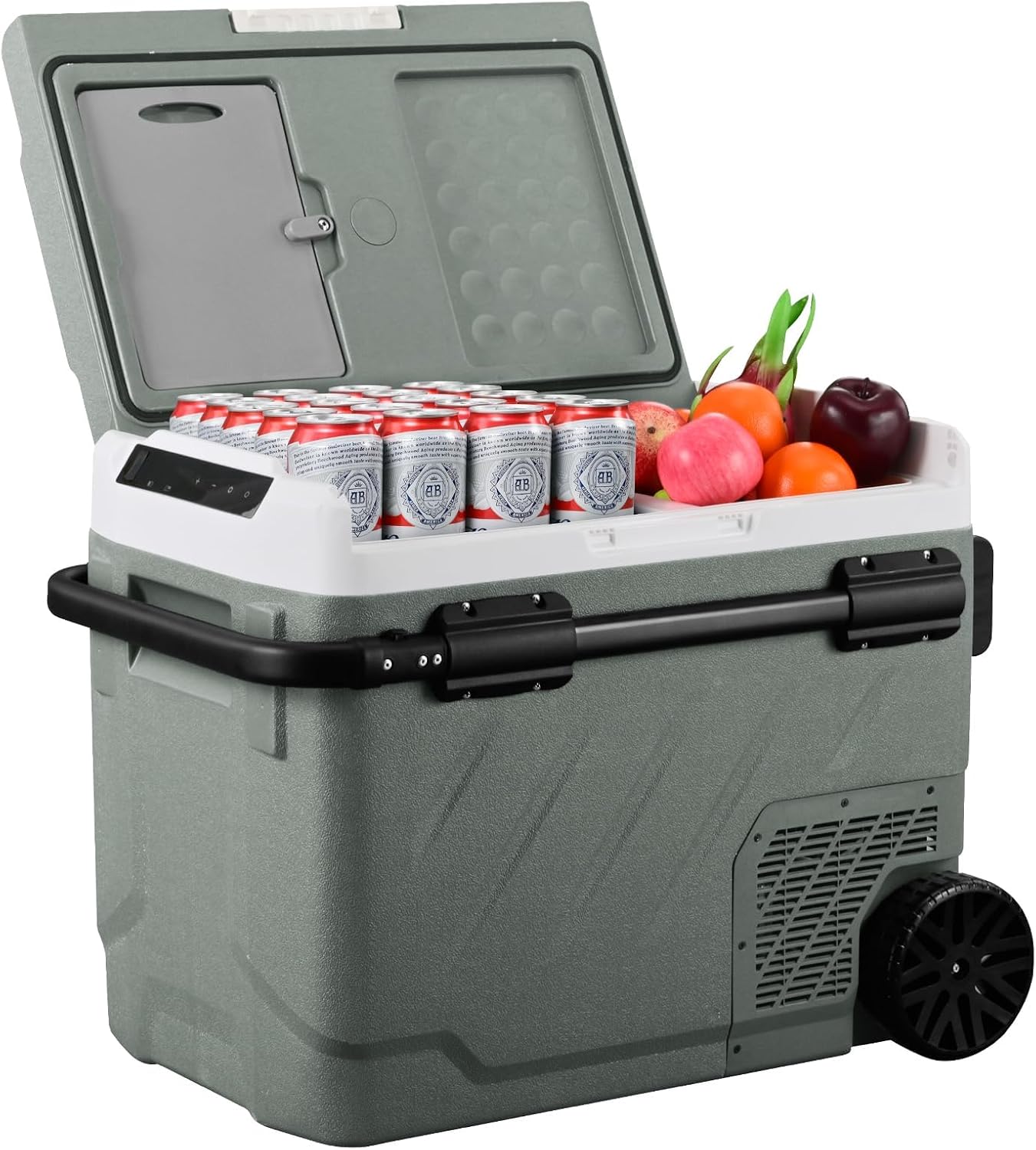 ALIPICOOL Electric Cooler 12 Volt Portable Refrigerator for Car, 52 Quart Car Fridge with Wheel, Dual Zone Car Freezer Cooler 12/24V DC, 110~240V AC for Camping，Overlanding, RV, Truck, -4℉ to 68℉