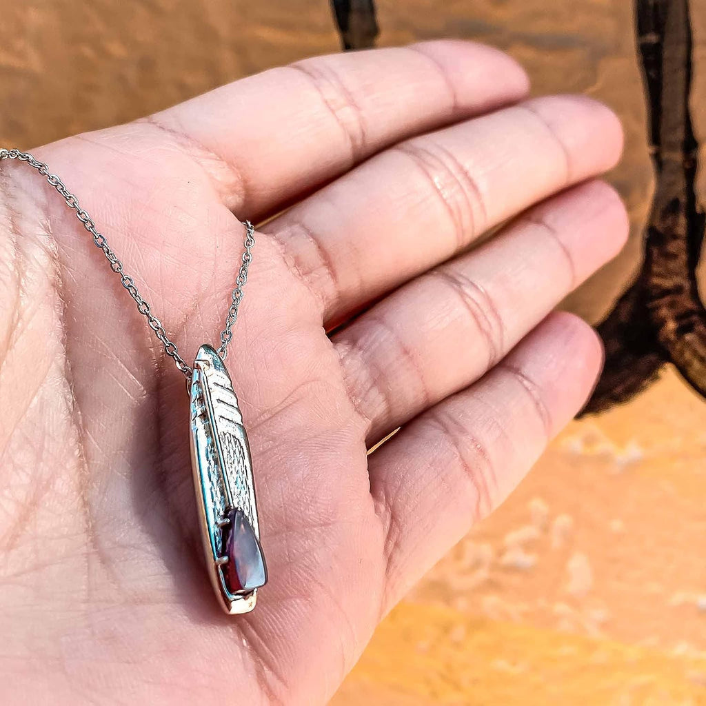 JANUARY Birthstone Paddle board Necklace in GARNET | Paddleboard Jewelry Gift