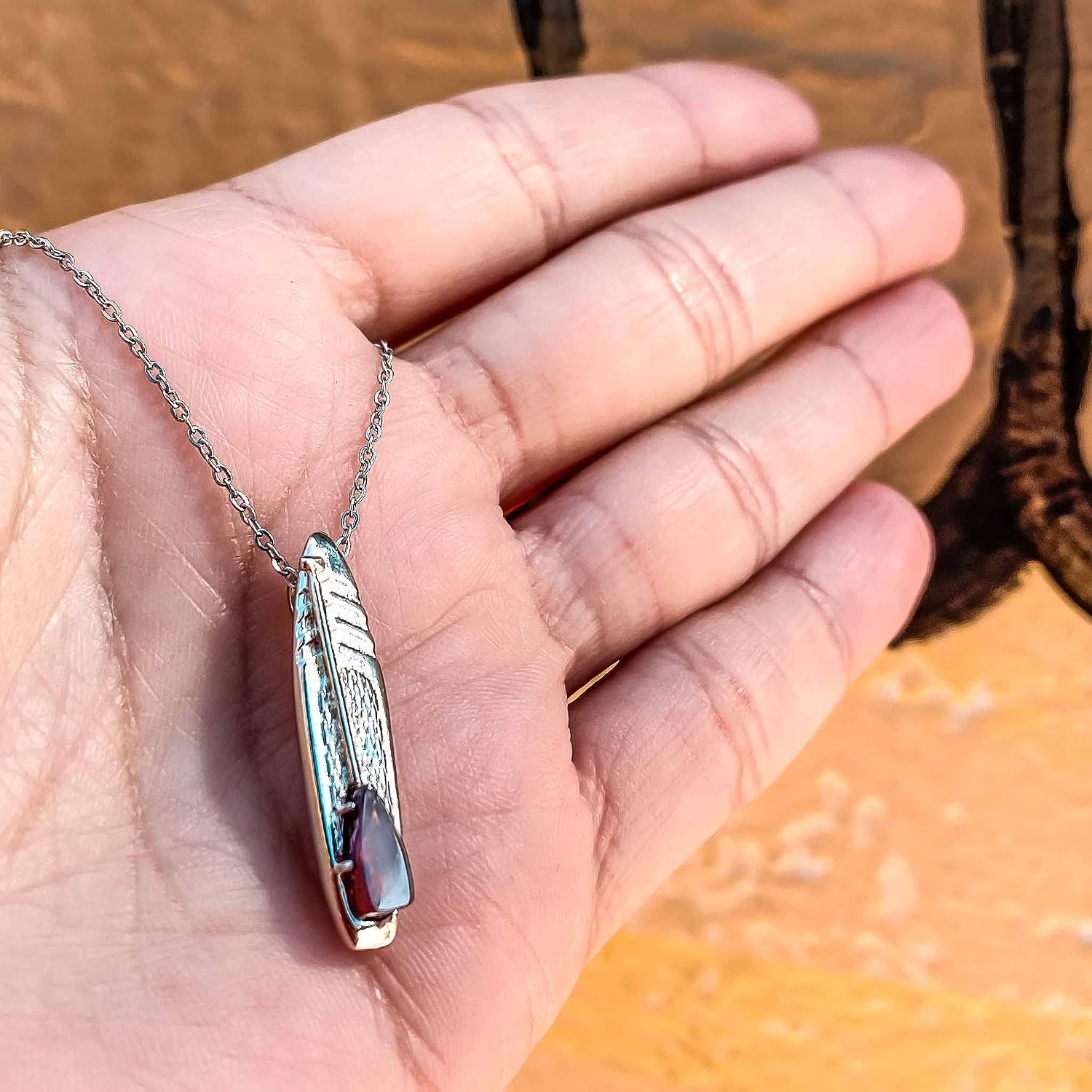 JANUARY Birthstone Paddle board Necklace in GARNET | Paddleboard Jewelry Gift