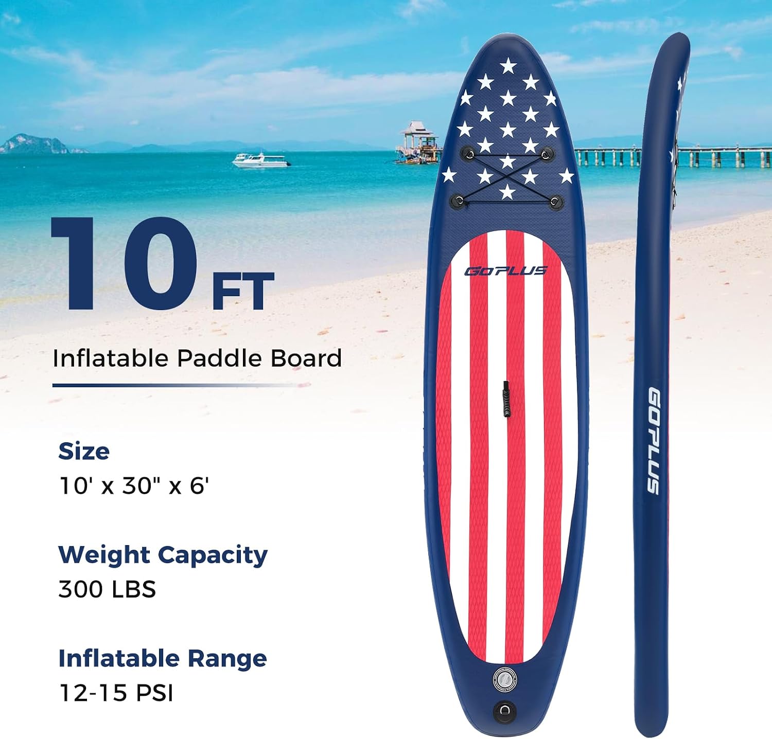Goplus Inflatable Stand Up Paddle Board, 10FT/10.5FT/11FT SUP with Accessory Pack, Adjustable Paddle, Carry Bag, Fin, Hand Pump, Leash, Repair Kit