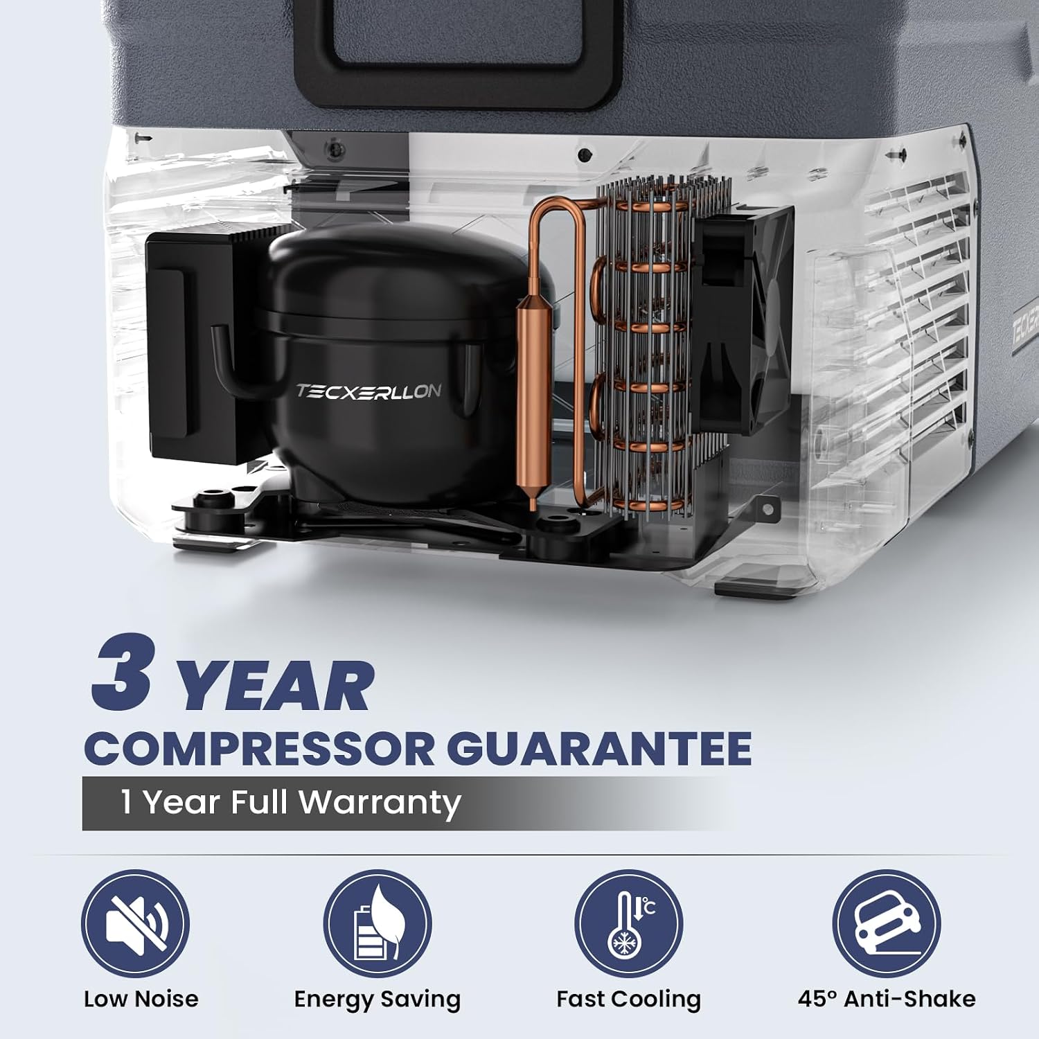 TECXERLLON 12 Volt Car Refrigerator Dual Zone Electric Cooler, 58 Quart Portable Freezer Fridge with APP Control, Compatible with Detachable Battery (Not Included), for Overlanding, Camping, RV, Truck