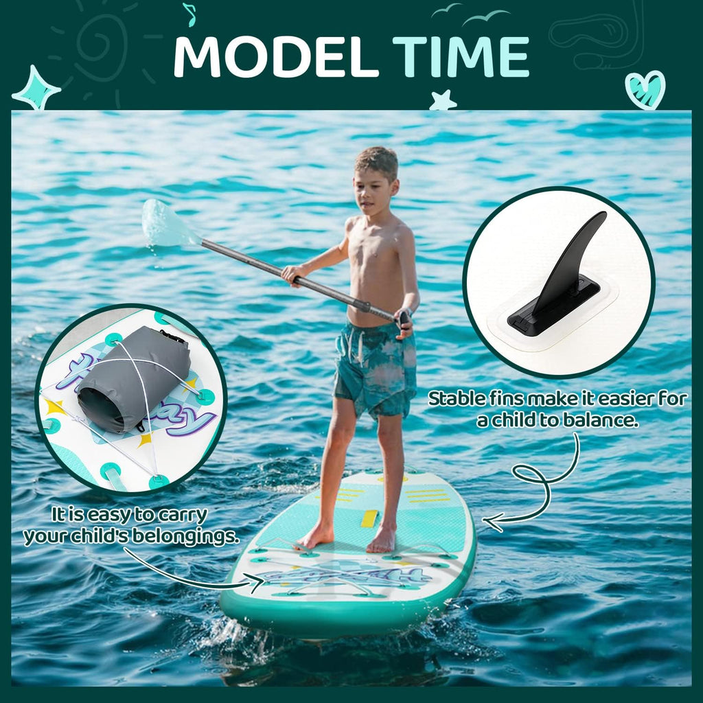 Kids Paddle Board with SUP Accessories, Child Paddle Board Durable, Lightweight, Stable Design, Wide Non-Slip Deck, 7ft 7.6ft 8ft 9.6ft Inflatable Paddle Boards for Kids & Youth