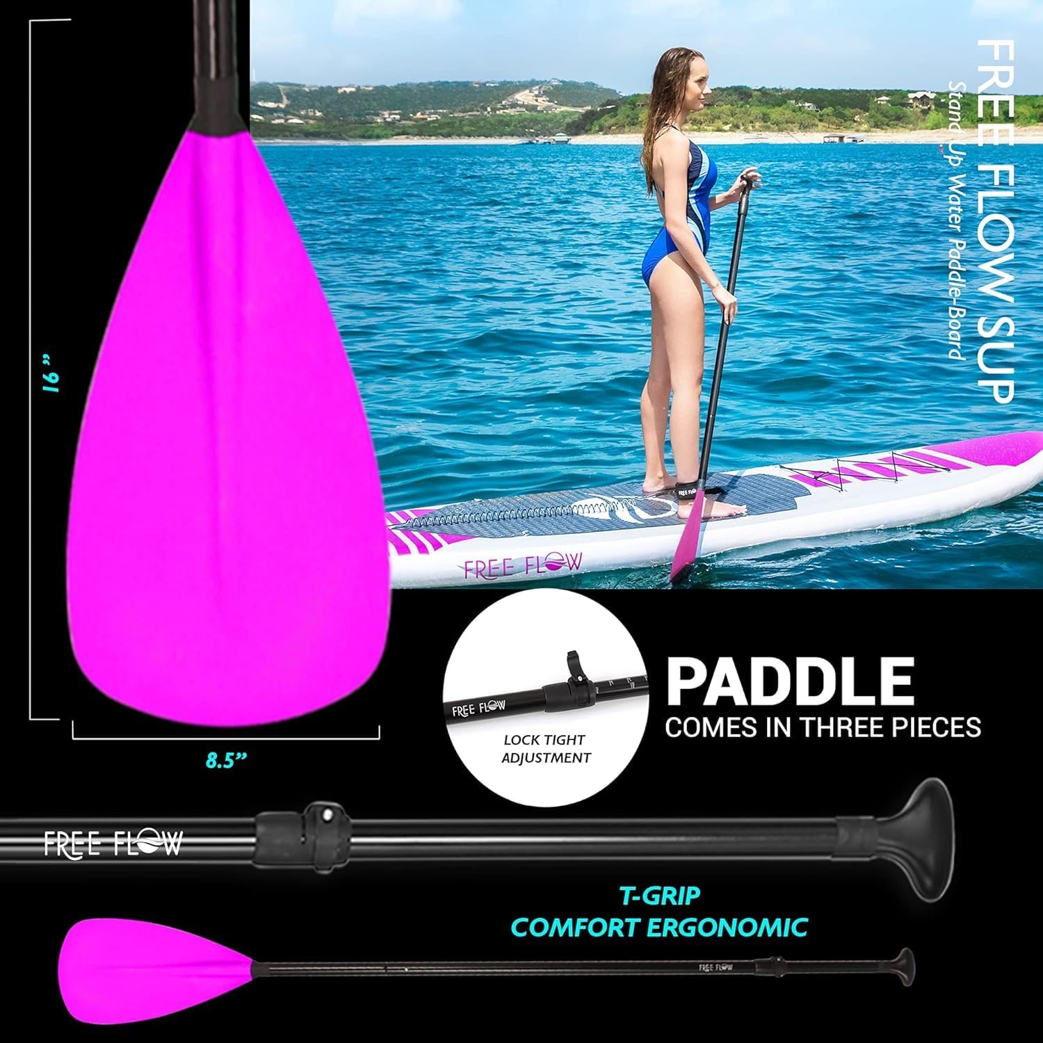SereneLife 10' Inflatable Stand Up Paddle Board 2-Pack with Premium SUP Accessories – 32' Wide Stable Design with Non-Slip EVA Deck Pad for Youth and Adults, 350 lbs. Capacity Each