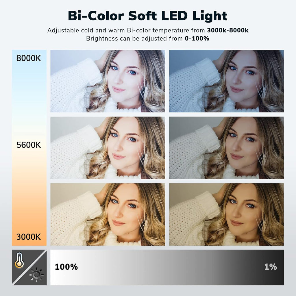 D50 LED Video Light Panel Lights 15.4', 2 Packs 45W 3000K-8000K Bi-Color Dimmable Photography Lighting, CRI 96+ Videography Lighting for Video Shooting/Gaming/Live Stream/Studio/Film