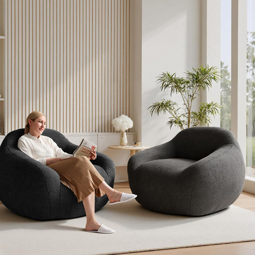 Large Bean Bag Chairs, Gaming Bean Bag Chairs for Adults and Kids, Giant Bean Bag Chair Oversized Beanbag Couch Big Lazy Sofa Lounge Chair with Armrest for Living Room/Bedroom (Dark Gray, Single)