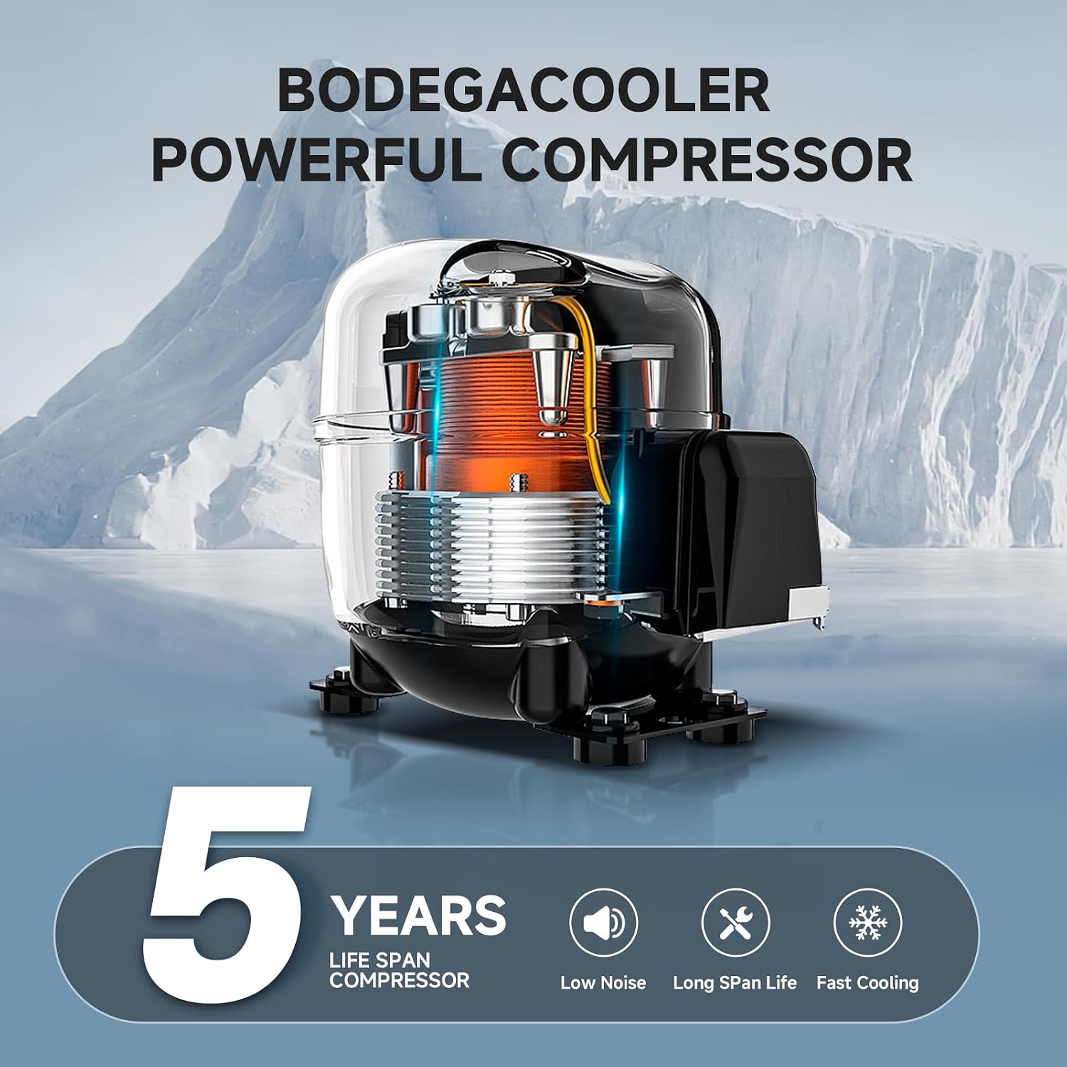 BODEGACOOLER 12 Volt Refrigerator, 18 Quart 12V Car Fridge, Portable Freezer (-4℉ to 68℉), Compressor Electric Cooler 12/24V DC 110~240 Volt AC for Truck Van RV Camping Road Trip