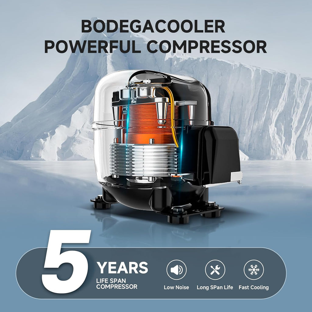 BODEGA BODEGACOOLER 12 Volt Car Refrigerator, 18 Quart Portable Freezer, Car Fridge -4℉-68℉, Compressor Electric Cooler 12/24V DC100-240 Volt AC for Outdoor RV Camping Travel Vehicles Home Use, Black