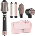 MESCOMB Dual Voltage Hot Air Styler Wrap - 5 in 1 Hair Dryer Brush,Multi Hair Styler, with Fast Drying Blow Dryer, Styling, Straightening & Volumizing-Gift for Women (Black + Pink)