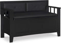 Linon Carlton Padded Bench, 44.5'W x 17'D x 30'H, Black