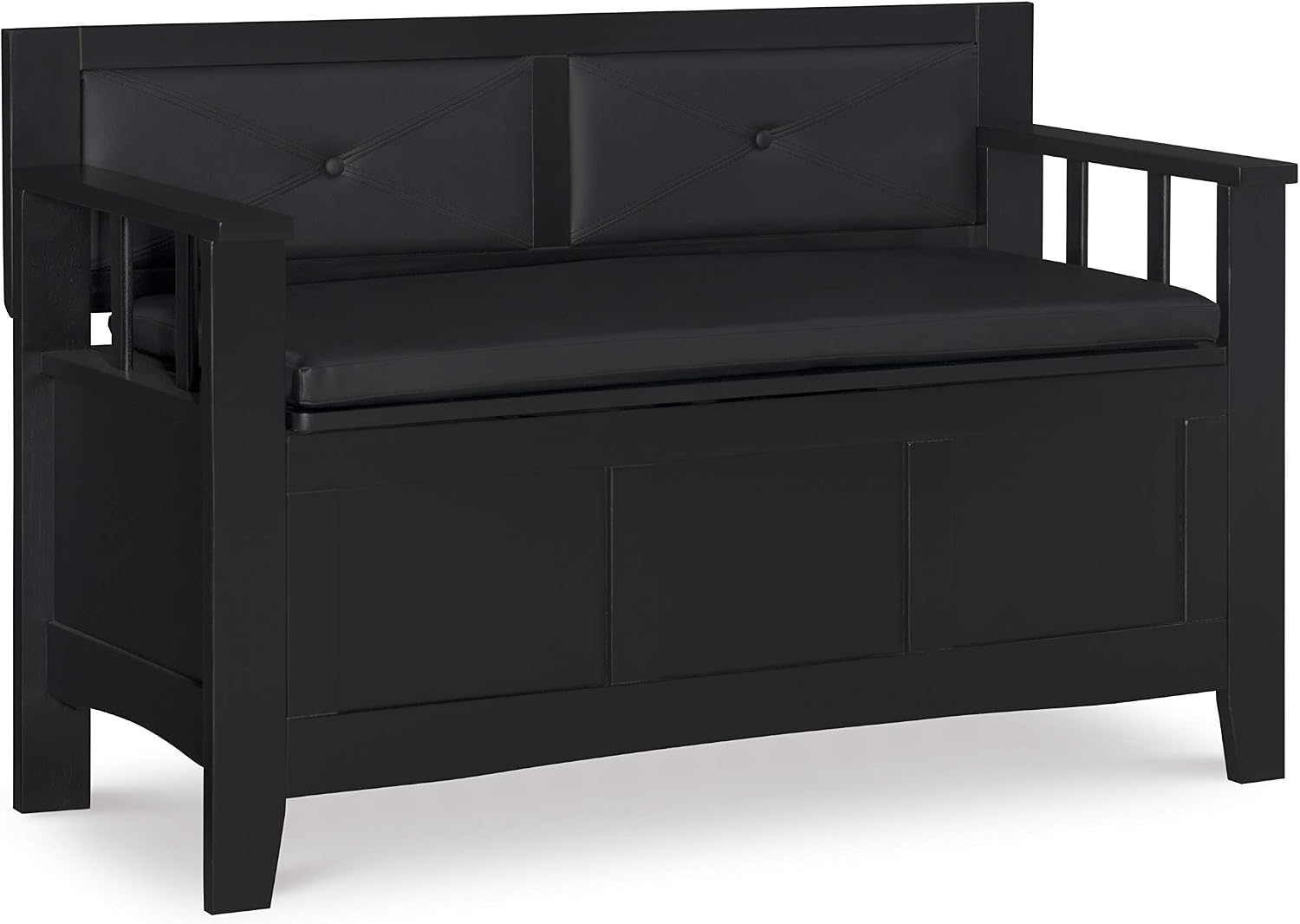 Linon Carlton Padded Bench, 44.5'W x 17'D x 30'H, Black