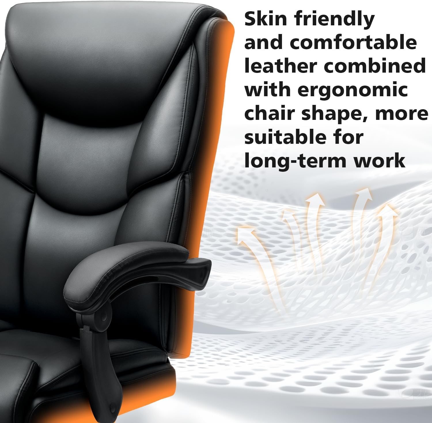 WAILOR 400lbs Office Chair with Foot Rest, Reclining Big and Tall Office Chair with Lumbar Support Spring Cushion, High Back PU Leather Computer Chair,Comfy Desk Chair for Home Office