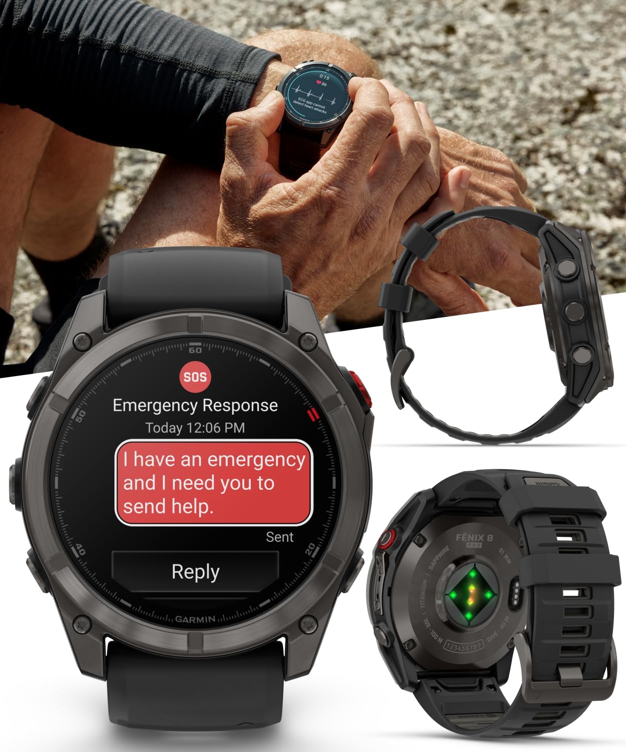 Garmin Fenix 8 Pro 51mm AMOLED Sapphire Premium Connected Multisport GPS Smartwatch, inReach Technology, Carbon Gray DLC Titanium w/Black Silicone Band with White Earbuds Bundle
