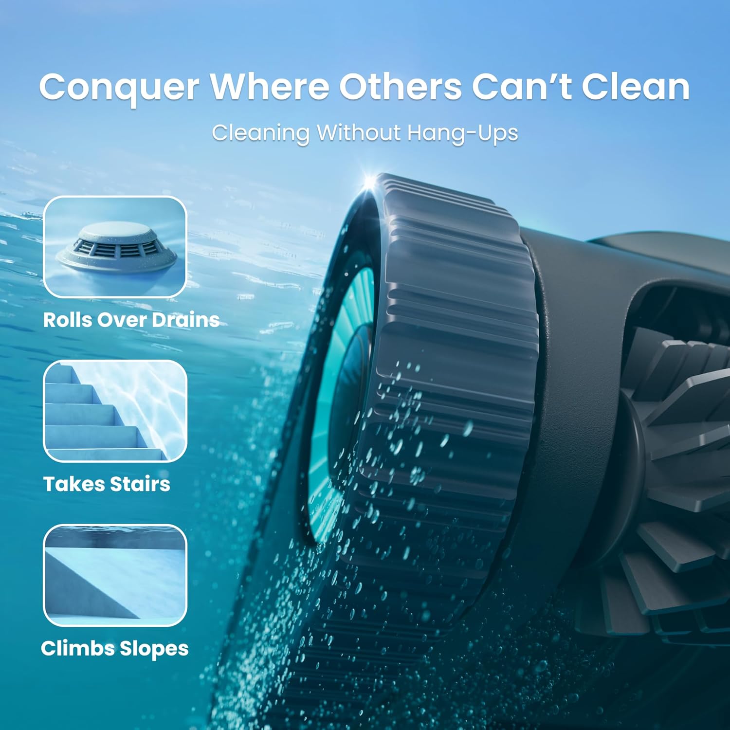 Aiper Scuba S1 Robotic Pool Cleaner, Wall & Waterline Cleaning, Dual Filtration, Extended 180-Min Battery Life, Smarter Navigation with High-Precision Sensors, App Support, OTA Upgrade