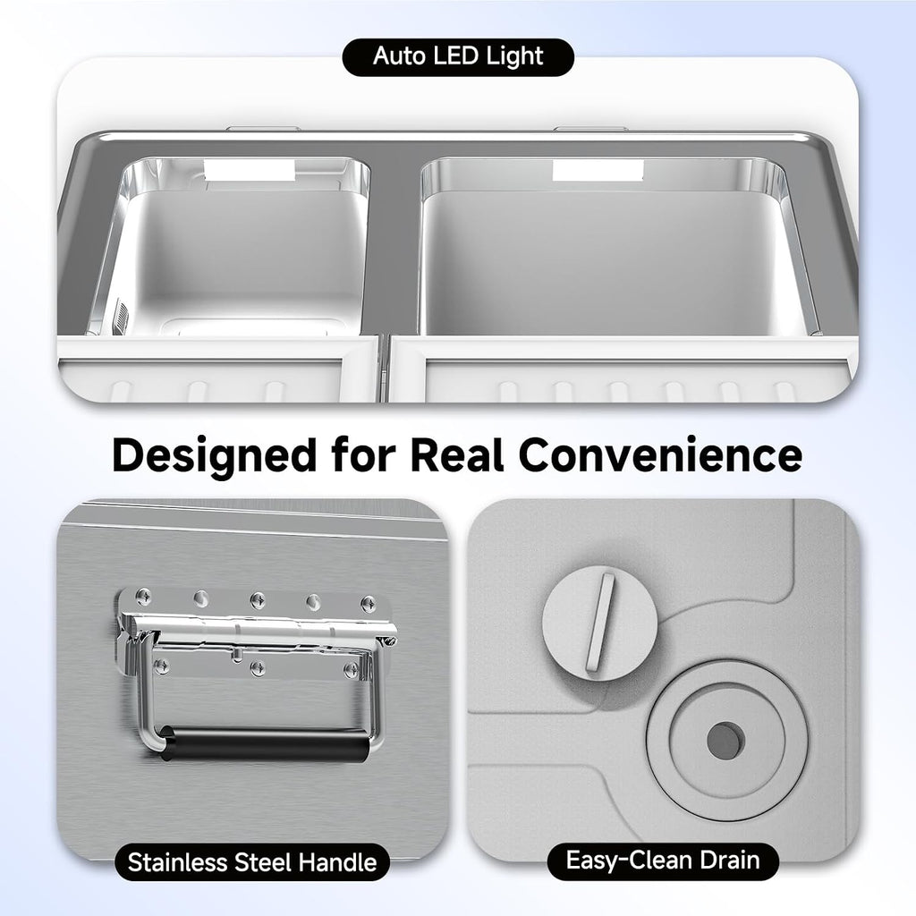 BODEGA 53 Quart (50L) Portable Car Refrigerator, 12V Dual Zone Car Fridge Freezer, Lightweight Aluminum Electric Cooler with Compressor, -4°F to 68°F, DC/AC for Truck, RV, Camping, Van, Home Use