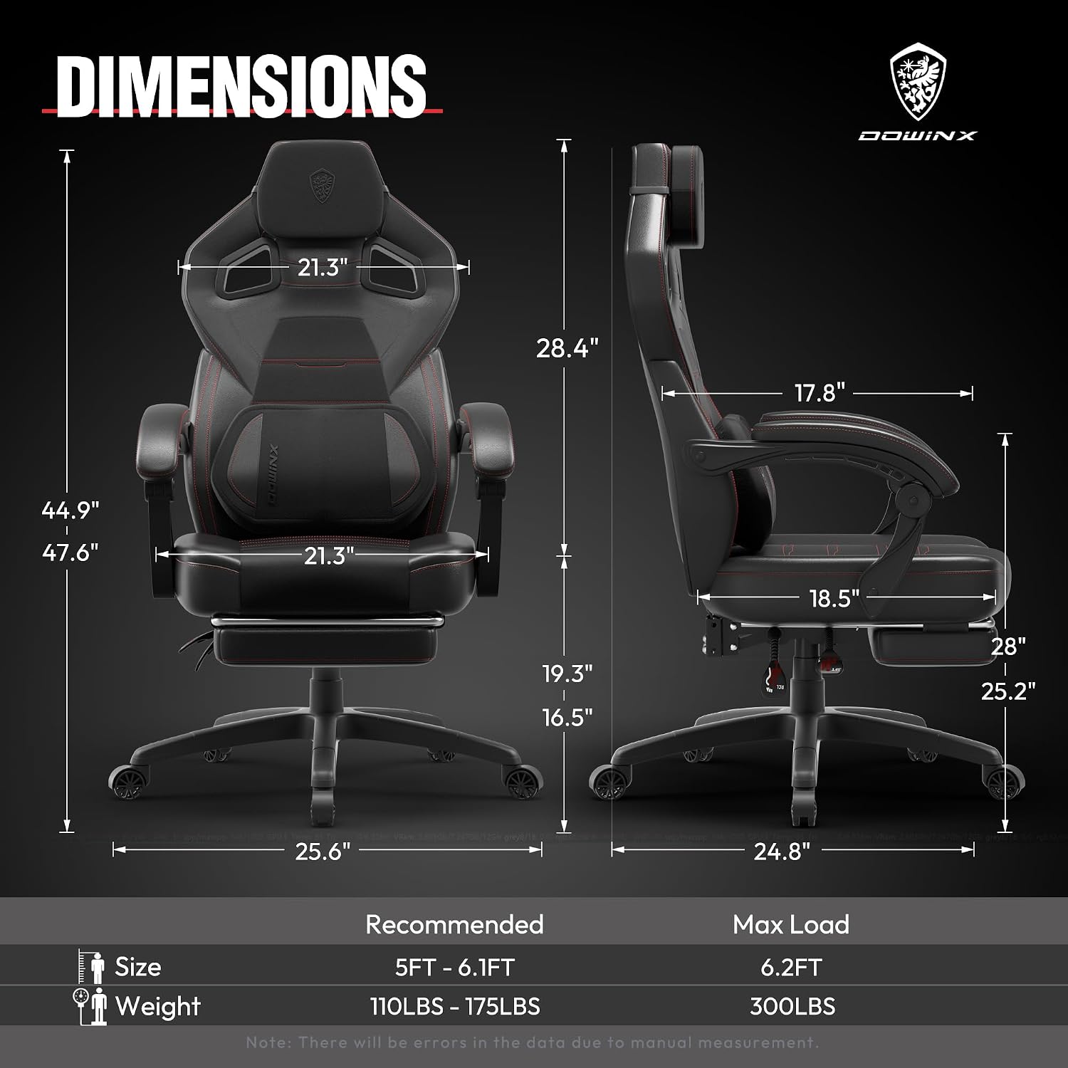 Dowinx Fabric Gaming Chair with Footrest, 350lb Big and Tall Gamer Chair, Wide Seat Ergonomic Computer Chair with Lumbar Massage Support, Wide Back Office Chair for Heavy People, Black