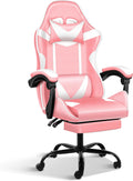 YSSOA Gaming Chair, Computer Chair with Footrest, Height Adjustable & 90°-135° Tilt Function, Swivel Recliner Ergonomic Racing Style Video Game Chair with Lumbar Support (Pink/White)