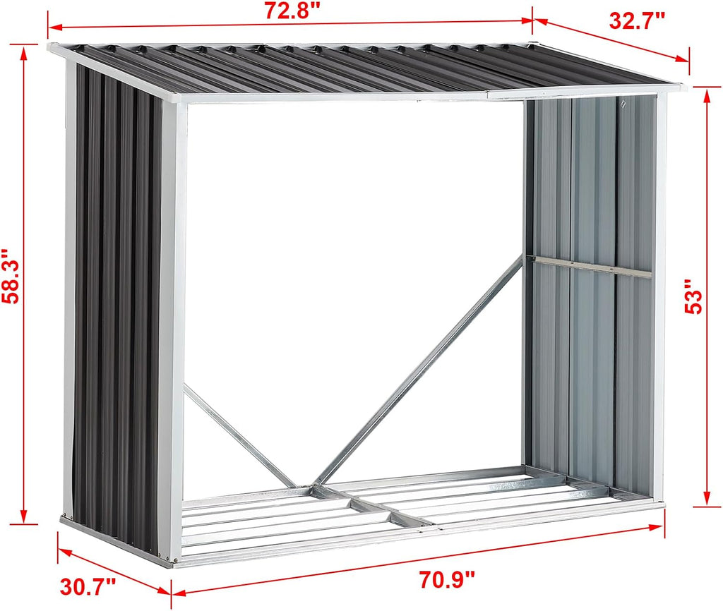 Outdoor Firewood Racks 70.9', Firewood Storage Shed, Wood Sheds, Firewood Shelter, Log Holder with Roof