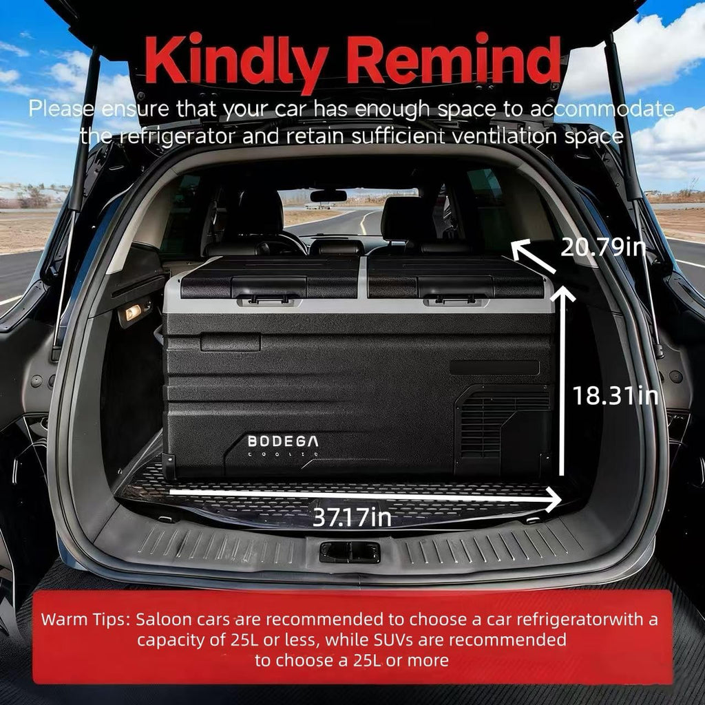 BODEGACOOLER 12 Volt Car Refrigerator,95 Quart Dual Zone APP Control, Designed with Removable 2-Way Door Portable Freezer,-4℉-68℉ RV Electric Cooler 12/24V DC and 100-240V AC for Camping,RV,Travel