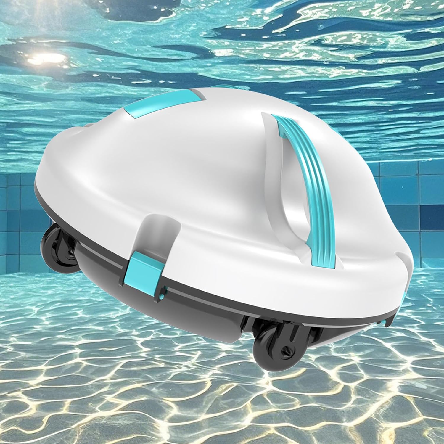 Cordless Automatic Pool Cleaning Robot, Dual Motor Pool Cleaning Vacuum, 5200mAh Battery Self-Parking